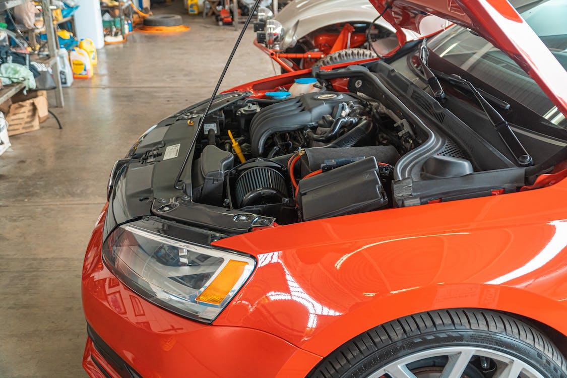 Free Red Car Engine Bay Stock Photo