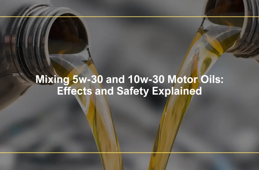 Mixing 5w-30 and 10w-30 Motor Oils: Effects and Safety Explained
