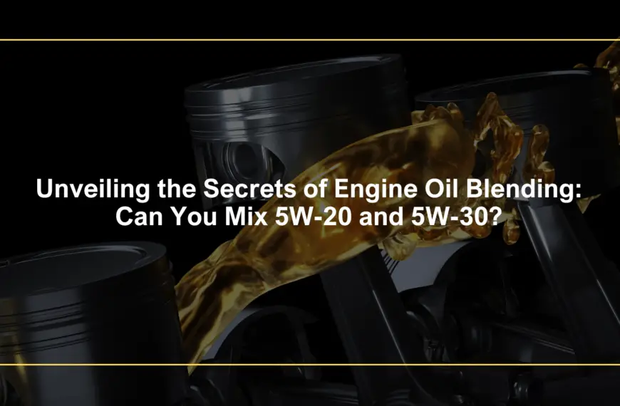 Unveiling the Secrets of Engine Oil Blending: Can You Mix 5W-20 and 5W-30?