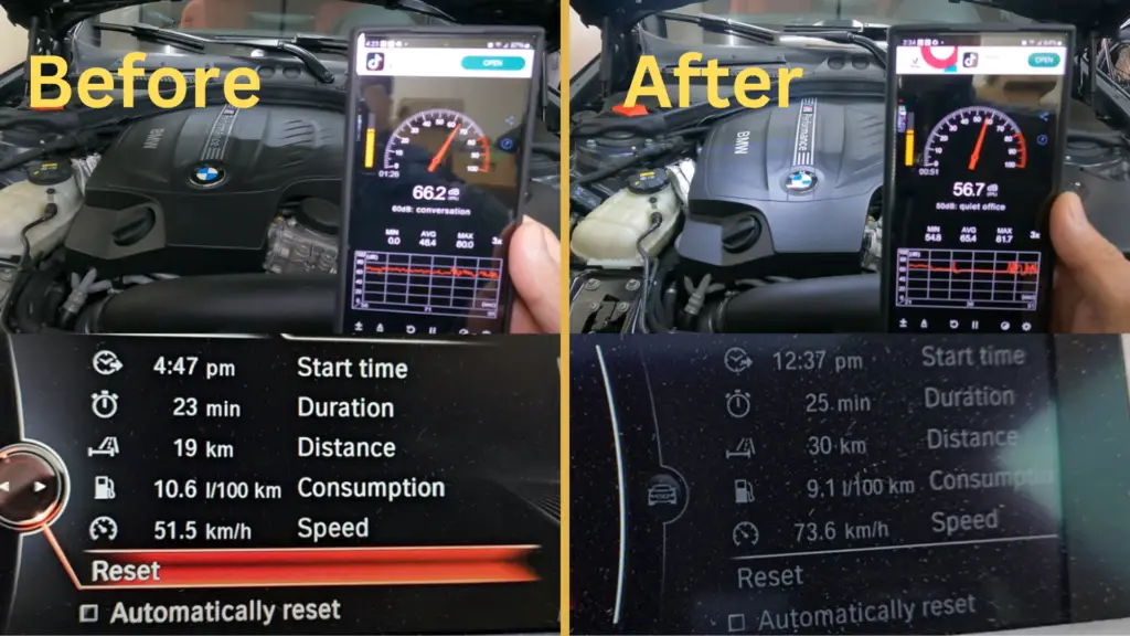 bmw before and after using high quality oil